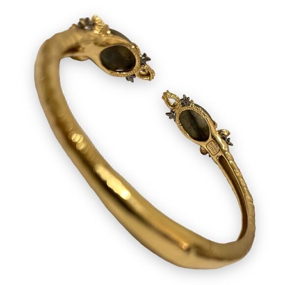 ❤️SOLD❤️Alexis Bittar Crystal Elements Open Cuff 10K Gold Plated Bracelet - Picture 3 of 9